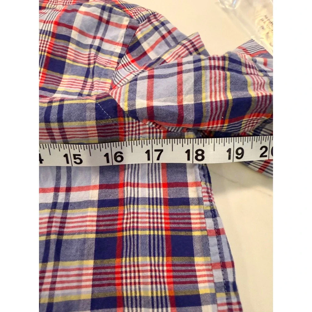 Ralph Lauren Boys Blue Red Plaid Short Sleeve Button Down Shirt Size L 14-16‎